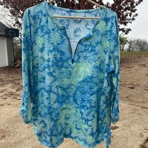 Gloria Vanderbilt Blue and Green Tunic Top